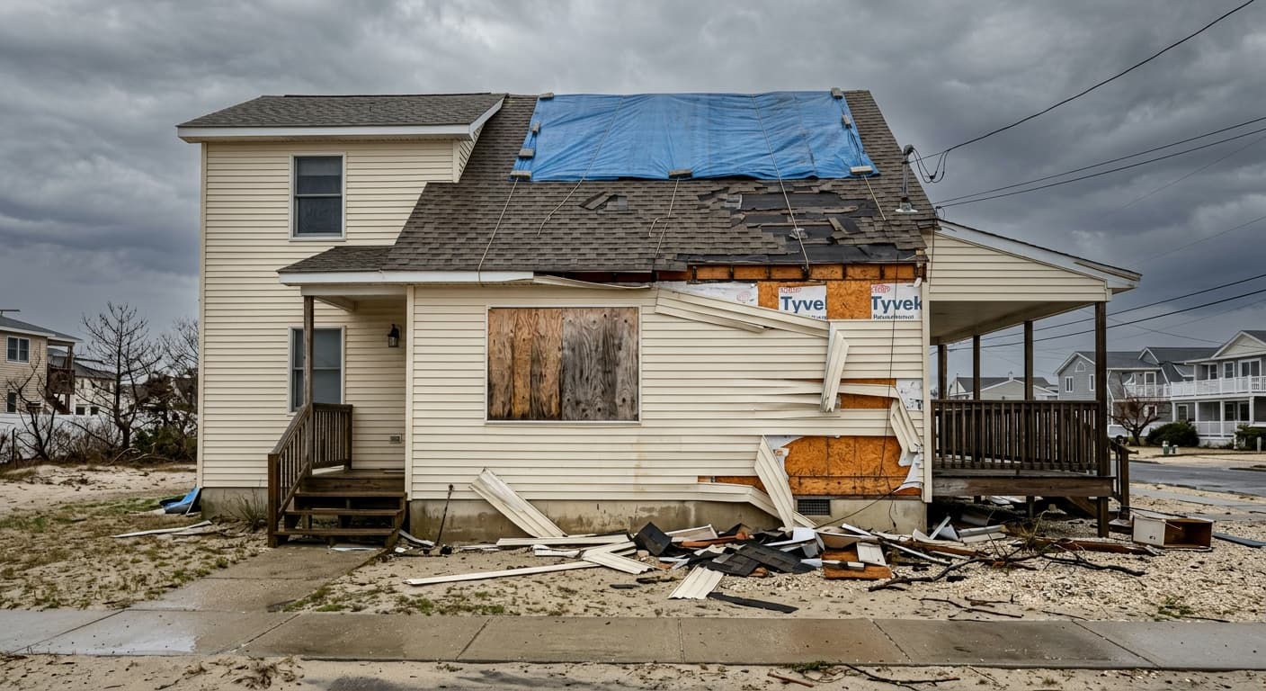Before — Hurricane Storm Damage Restoration in Brigantine, NJ in Brigantine, Atlantic County, NJ: original condition before Synergy Property Development's work