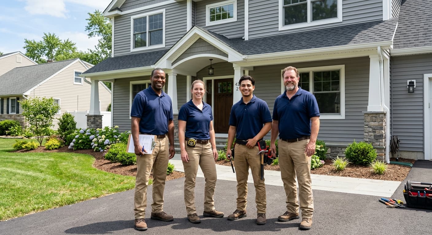 Synergy Property Development team in front of a completed project